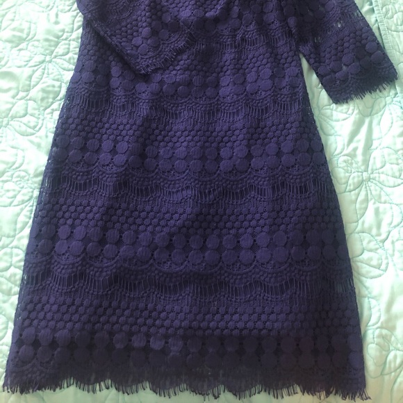 Eliza J Quarter Sleeve Lace Dress (Sold in Purple) - Picture 4 of 6